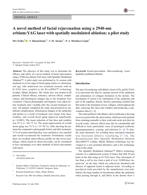 A novel method of facial rejuvenation using a 2940-nm erbium:YAG laser with spatially modulated ablation: a pilot study